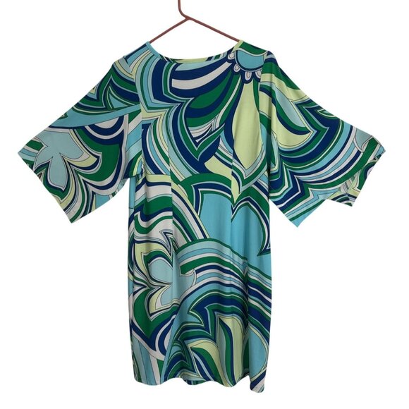 Chicos Womens 1P (M) Petite Abstract Floral Mini Dress Tropical Vacation Boho - Picture 3 of 8